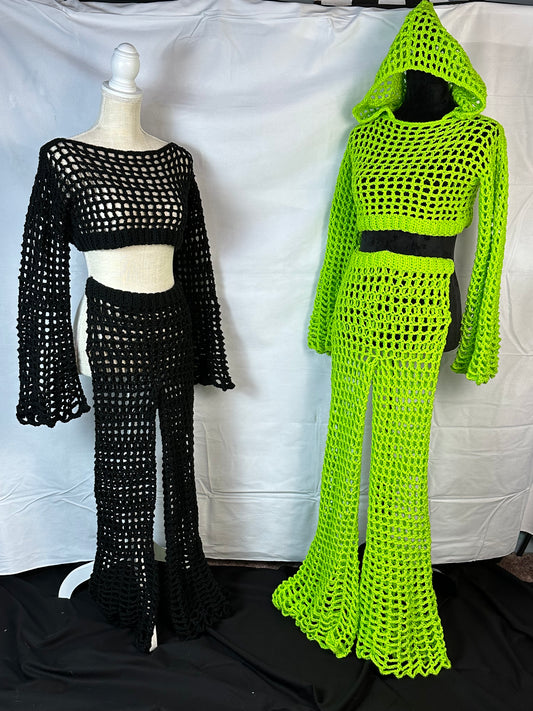 Mesh Bell Bottom Pants